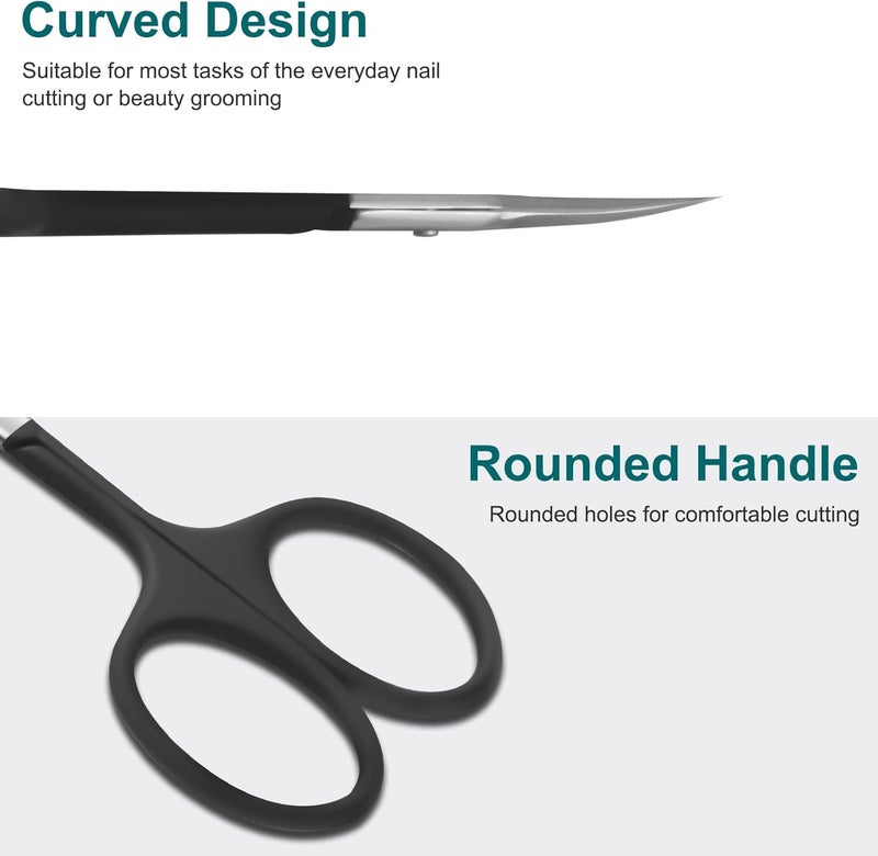 CGBE Manicure Scissors, Extra Fine Eyebrow Scissors for Grooming, Curved Blade Nail Scissors Precise Pointed Tip Grooming Kit for Eyebrow, Eyelash, Trim Nail and Dry Skin, Black - Image 3